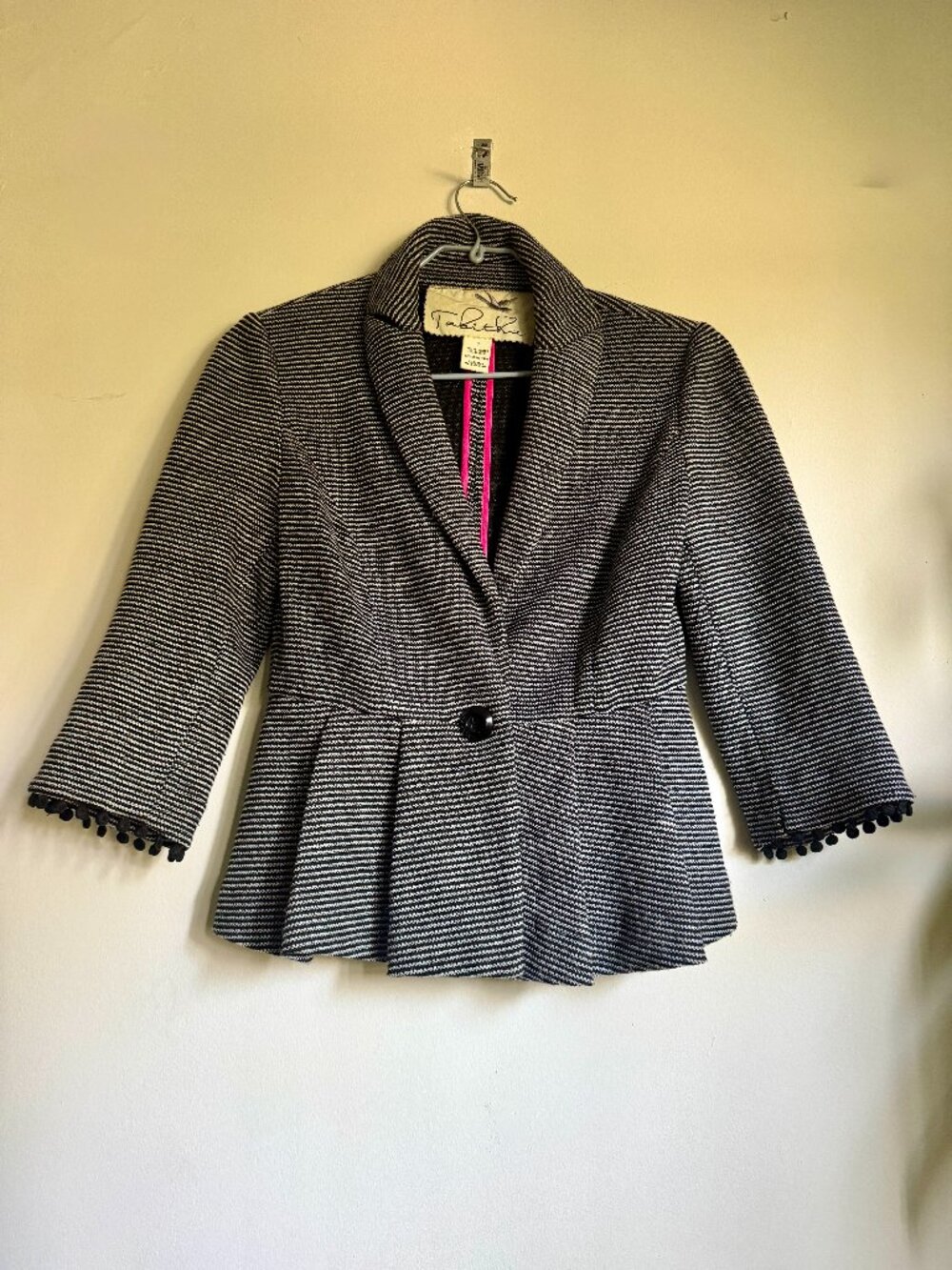 Adorable B&W Pinstripe Peplum Jacket